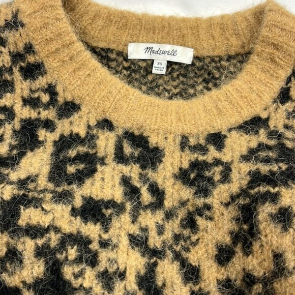 Madewell Crewneck Pullover Boxy Leopard Print Alpaca and Wool Sweater Size XS - Picture 9 of 12